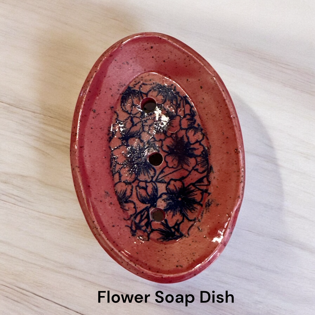 Red Flower Soap Dish